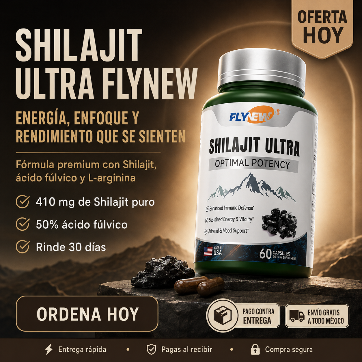 Shilajit Ultra Flynew | Energía Real Que Te Dura Todo el Día