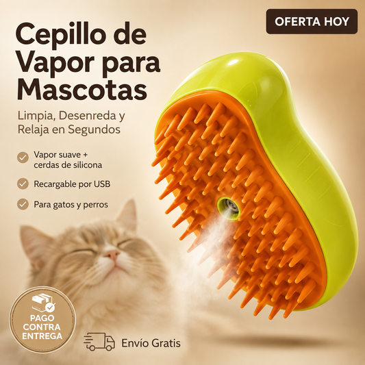 Cepillo de Vapor para Mascotas | Pelaje Limpio Sin Estrés