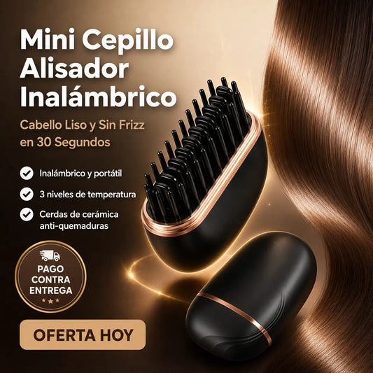 Mini Cepillo Alisador | Cabello Liso en 30 Segundos