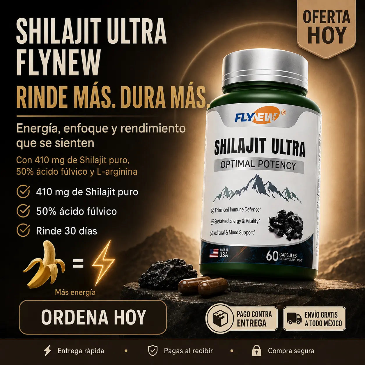 Shilajit Ultra Flynew | Energía Real Que Te Dura Todo el Día